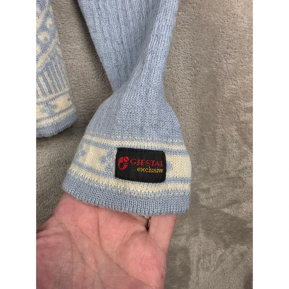 Gjestal Exclusive Norwegian Wool Cardigan Sweater Youth Girls XL Blue Fair Isle